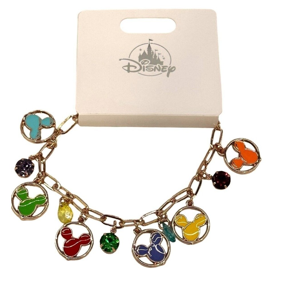 Disney Parks Mickey Mouse Balloon and Gemstone Link Bracelet